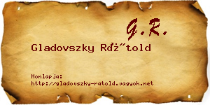 Gladovszky Rátold névjegykártya